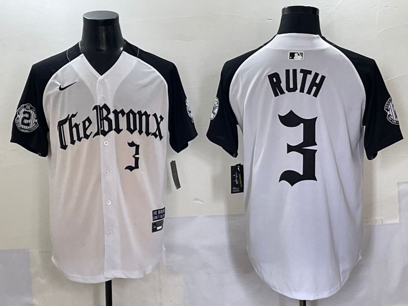 Men 2025 New York Yankees #3 Ruth White black Five generations Joint Name Nike MLB Jersey style 54->new york yankees->MLB Jersey